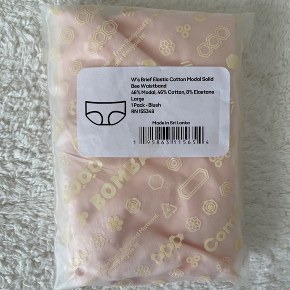Bombas W's Brief Elastic Cotton Modal Solid Bee Waistband L Blush - Picture 1 of 6